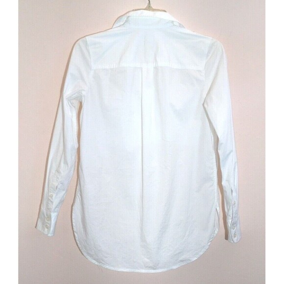 J CREW sz XXS 2XS 97% Cotton Stretch White Black Bead Pockets Classic Blouse - Picture 5 of 6